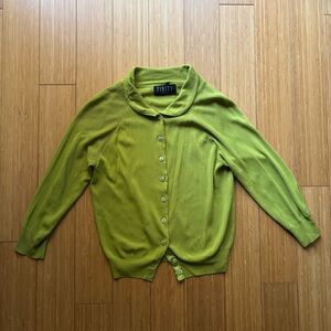 Vintage 90s pan collar green button-up cardigan